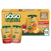 Gogo Squeez StrawbPeach Fruit & Veg Pouch 3.2 oz