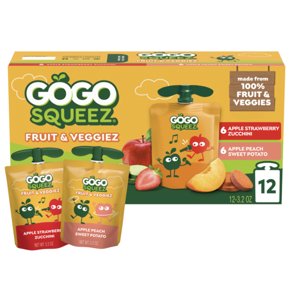 Gogo Squeez StrawbPeach Fruit & Veg Pouch 3.2 oz
