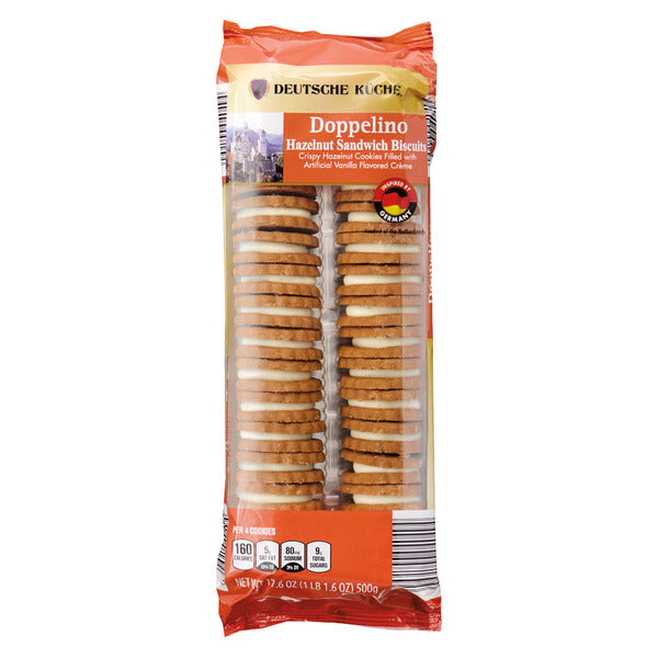Deutsche Kuche Hazelnut Sandwich Biscuits with Vanilla Crème 17.6 oz