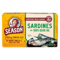 Season Brand Sardines in 100% Olive Oil 4.375 oz