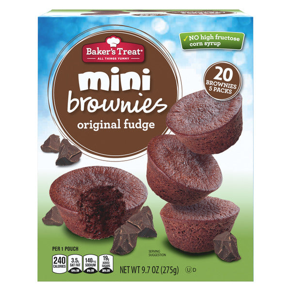 Baker's Treat Original Fudge Mini Brownies - 5 Packs 8.25 oz