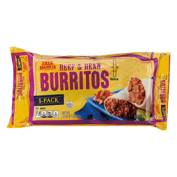 Casa Mamita Beef & Bean Burritos - 8 Pack 32 oz
