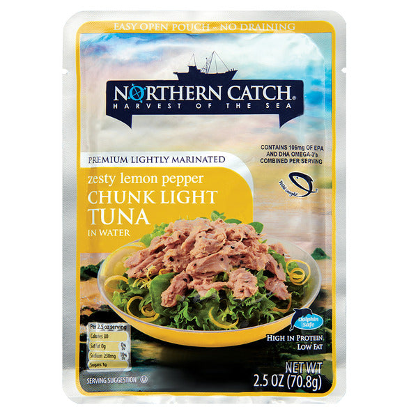 Northern Catch Zesty Lemon Pepper Chunk Light Tuna in Water Pouch 2.5 oz