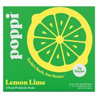 Poppi Lemon Lime Prebiotic Soda, 4 Pack 12