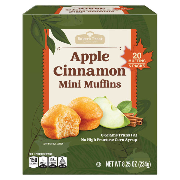 Baker's Treat Apple Cinnamon Mini Muffins - 5 Packs 8.25 oz