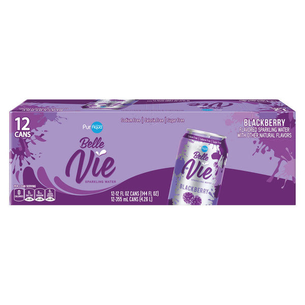 PurAqua Blackberry Belle Vie Sparkling Flavored Water 12 fl oz