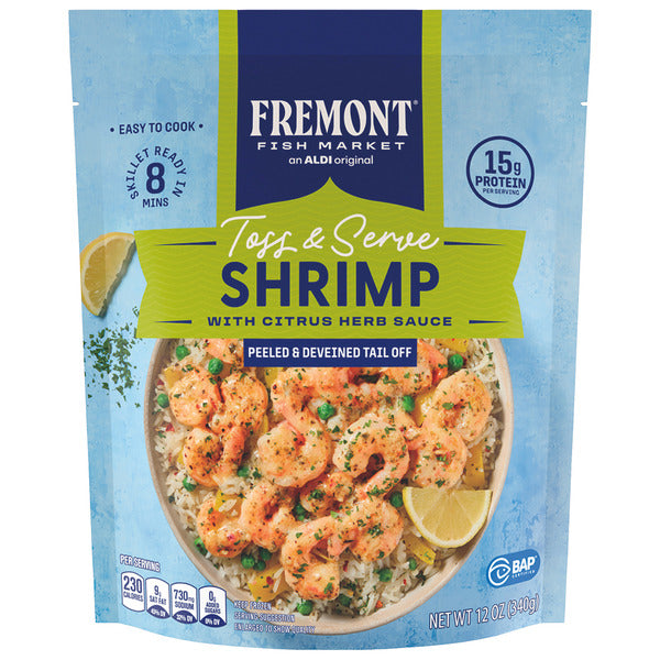 Fremont Fish Market Toss & Serve Shrimp with Citrus Herb Sauce 12 oz •