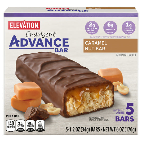 Elevation Caramel Nut Endulgent Advance Bars, 5 count 6 oz