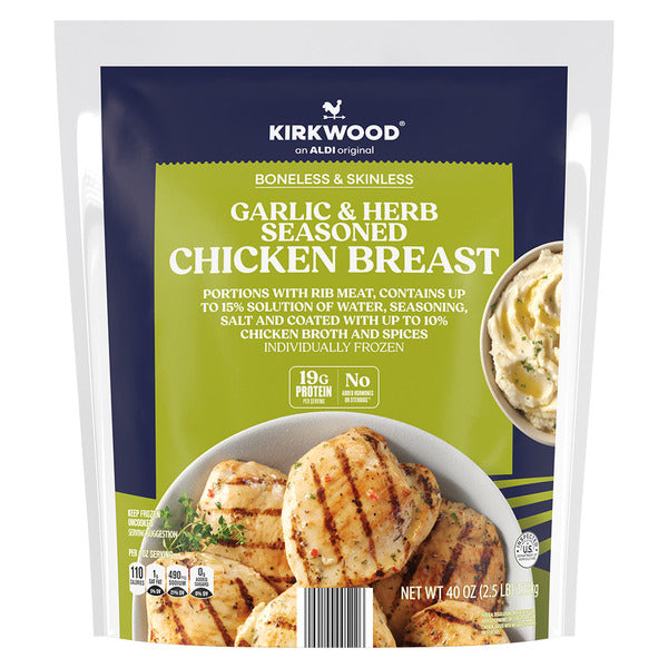 Kirkwood Garlic & Herb Seasoned Chicken Breasts 40 oz