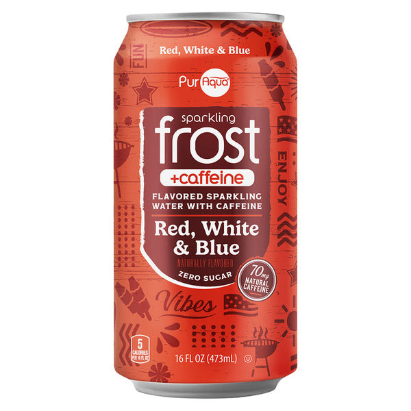 Puraqua Sparkling Frost Caffeine Red White Blue 16 fl oz