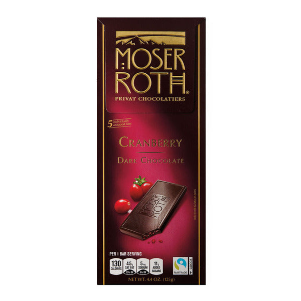 Moser Roth Dark Chocolate Cranberry Bars 4.4 oz