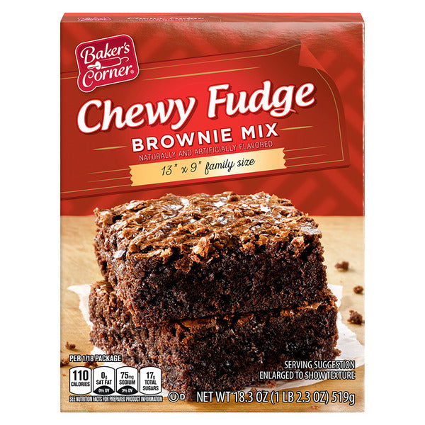 Baker's Corner Family Size Chewy Fudge Brownie Mix 18.3 oz
