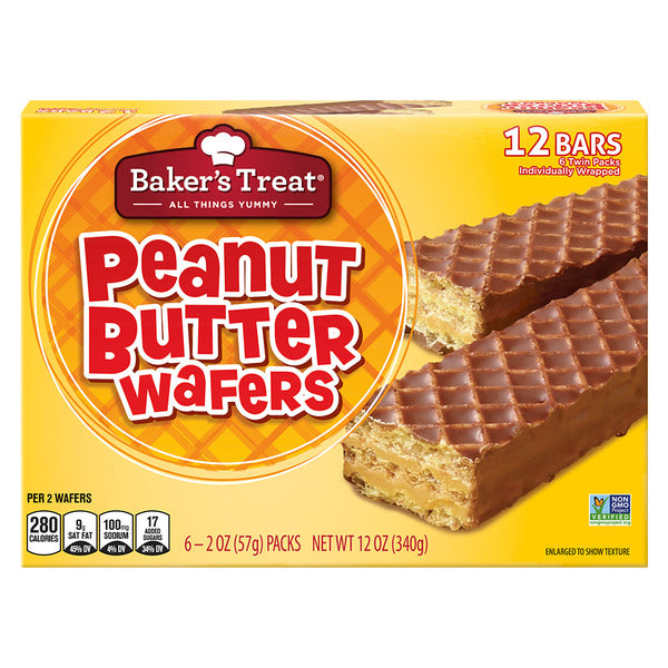 Baker's Treat Peanut Butter Wafers - 12 Bars 12 oz