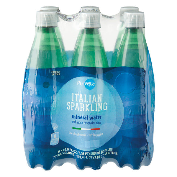 Puraqua Italian Sparkling Mineral Water, 6 pack 16.9 fl oz