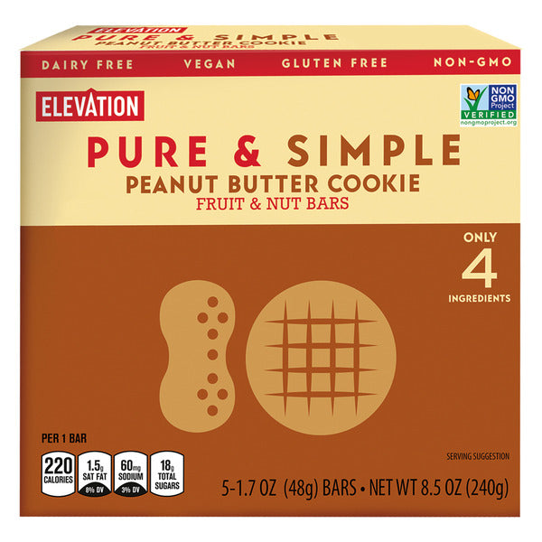 Elevation Peanut Butter Cookie Pure and Simple Fruit and Nut Bars, 5 count 1.7 oz