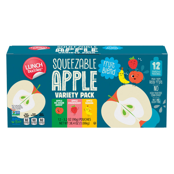 Lunch Buddies 12pk Apple Squeezies Varie, 3.2 oz Pouch 38.4 oz