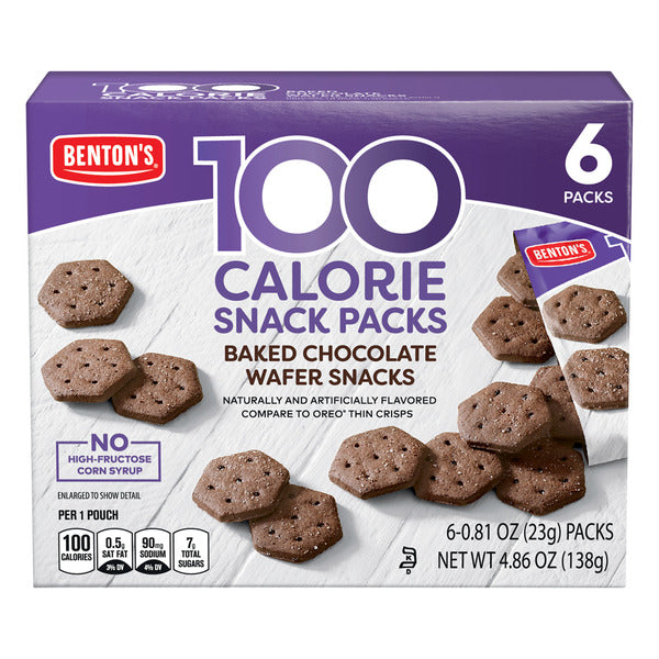 Benton's Baked Chocolate Wafer Snacks 100 Calorie Snack Packs - 6 Packs 4.86 oz