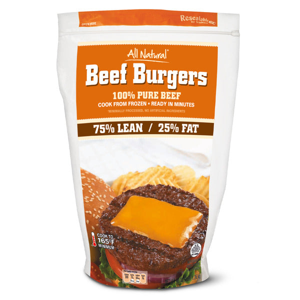 75% Lean / 25% Fat Beef Burgers 3 lb