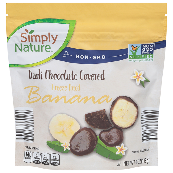 Simply Nature Dark Chocolate Covered Freeze Dried Banana 4 oz