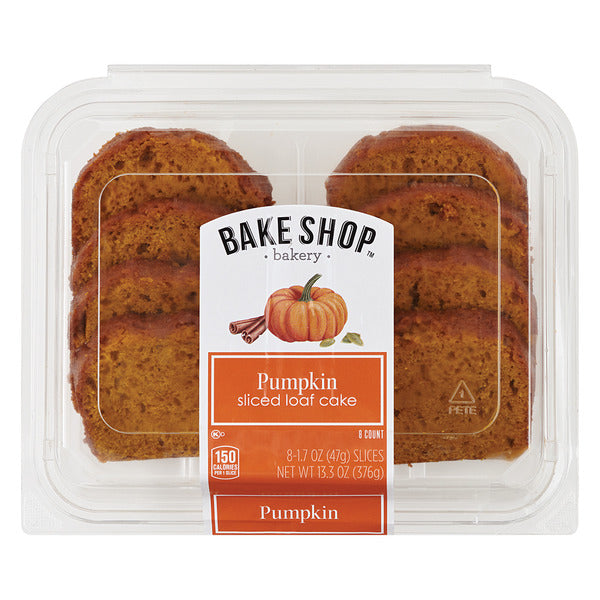 Bake Shop Pumpkin Sliced Loaf Cake - 8 Count 13.3 oz