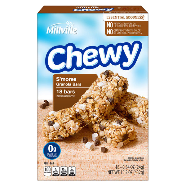 Millville Smores Chewy Granola Bars, 18 count 15.12 oz