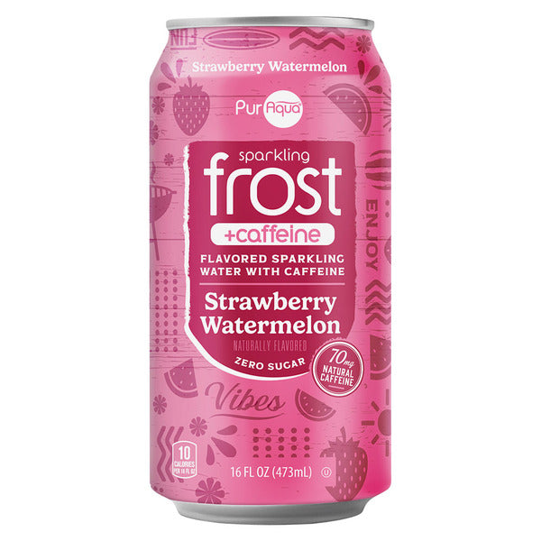 Puraqua Sparkling Frost Caffeine Strawberry Watermelon 16 fl oz