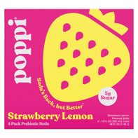 Poppi Strawberry Lemon Prebiotic Soda, 4 Pack 12