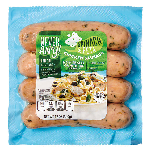 Never Any! USDA Spinach & Feta Chicken Sausage 12 oz