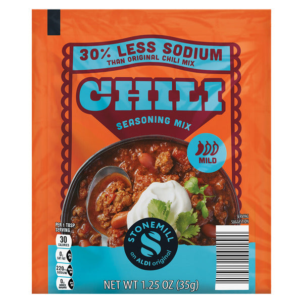 Stonemill 30% Less Sodium Mild Chili Seasoning Mix 1.25 oz