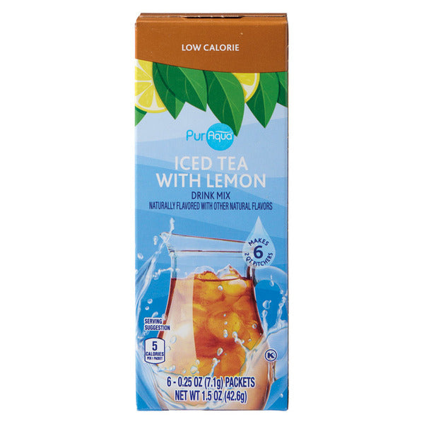 Puraqua Iced Tea with Lemon Drink Mix 6 count 1.5 oz
