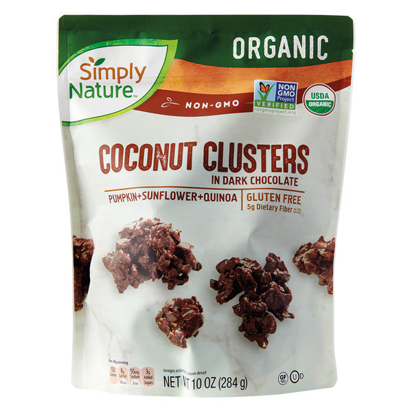 Simply Nature Organic Gluten Free Dark Chocolate Coconut Clusters 10 oz