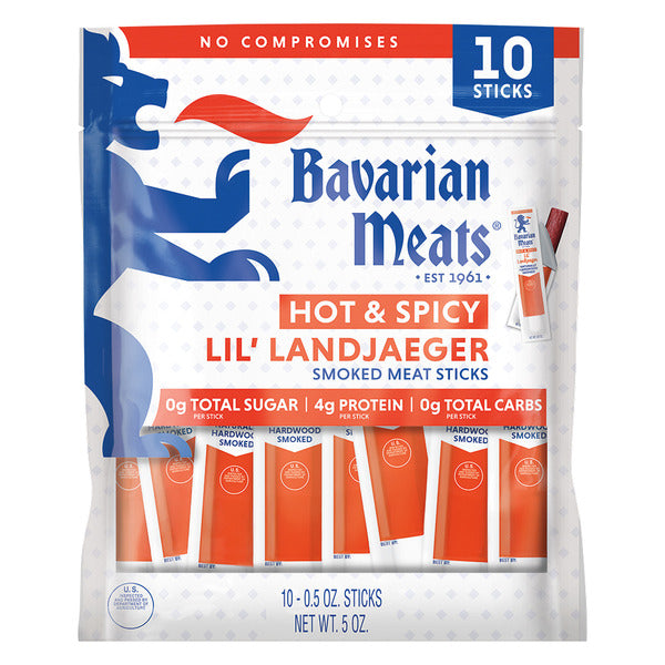 Bavarian Meats Lil Landjaeger Meat Sticks, Spicy 10 ct