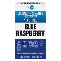 Puraqua Blue Raspberry Coconut Hydration Mix Sticks - 6 Count 1.5