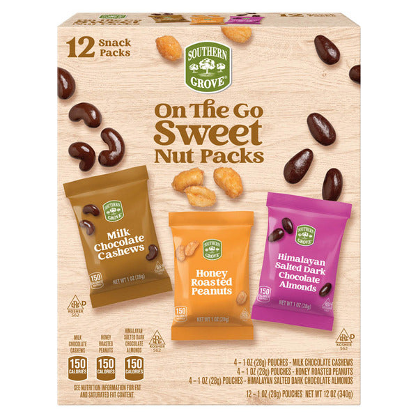 Southern Grove On The Go Sweet Variety Nut Packs - 12 Snack Packs 12 oz