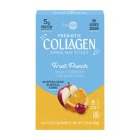 Puraqua Fruit Punch Prebiotic Collagen Drink Mix Sticks - 6 Count 6.2 oz