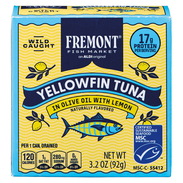 Fremont Fish Market Yellowfin Tuna in Olive Oil, Lemon 3.2 oz