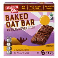 Elevation Chocolate Brownie Bar Kid's Baked Oat Bar, 6 count 7.62 oz