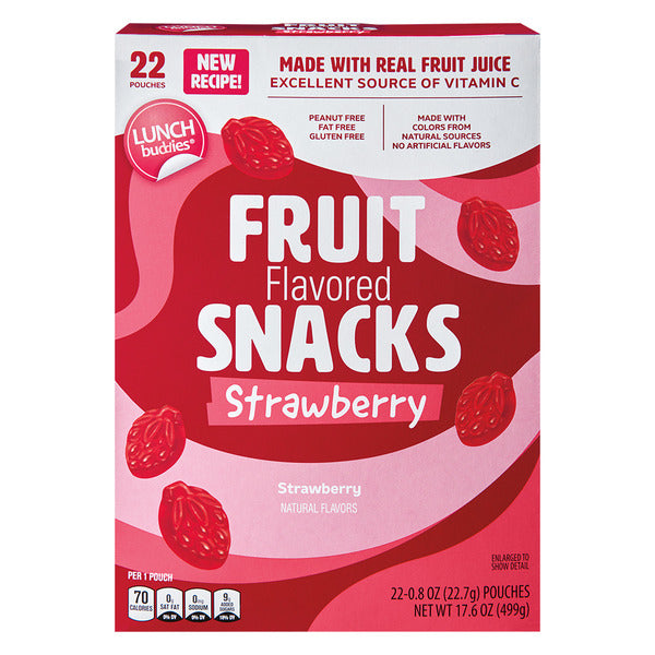Lunch Buddies Strawberry Flavored Fruit Snacks - 22 Pouches 17.6 oz