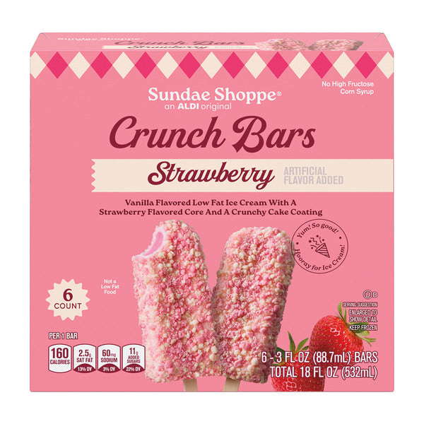 Sundae Shoppe Strawberry Flavor Ice Cream Crunch Bars - 6 count 18 fl oz