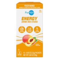 Puraqua Peach Mango Energy Sticks - 10 count 0.88 oz
