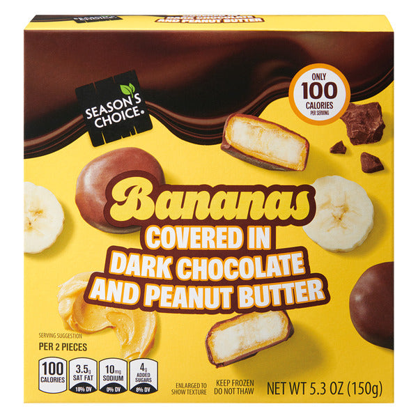 Season's Choice Frozen Bananas Covered in Dark Chocolate and Peanut Butter 5.3 oz