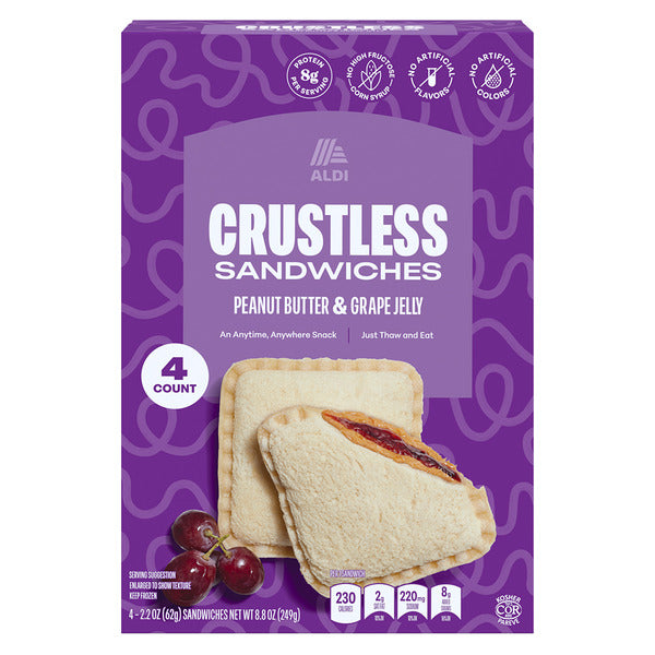 Crustless Peanut Butter & Grape Jelly Sandwiches - 4 Pack 8.8 oz
