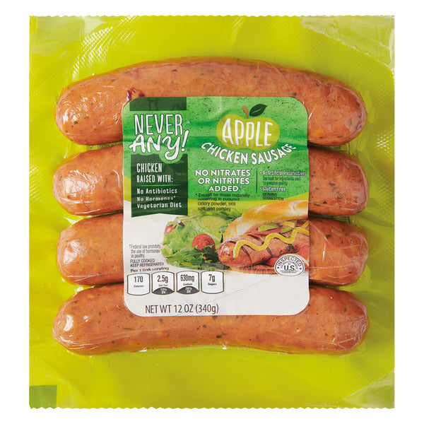Never Any! Apple Chicken Sausage - 4 Count 12 oz