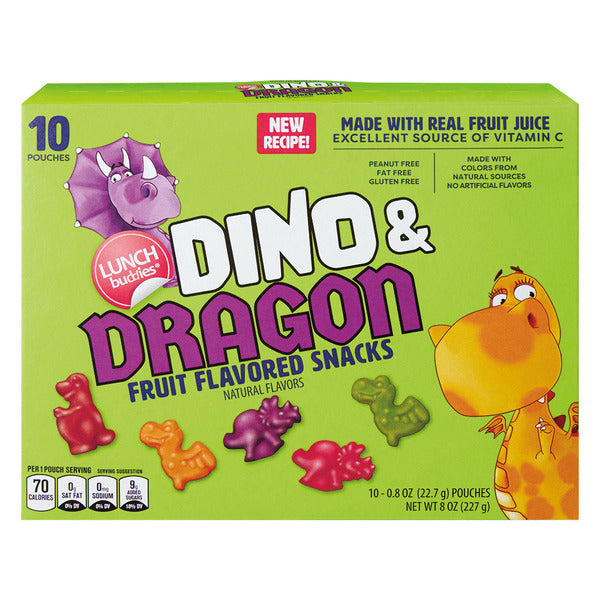 Lunch Buddies Dino & Dragon Shaped Fruit Flavored Snacks, 10 count 8 oz