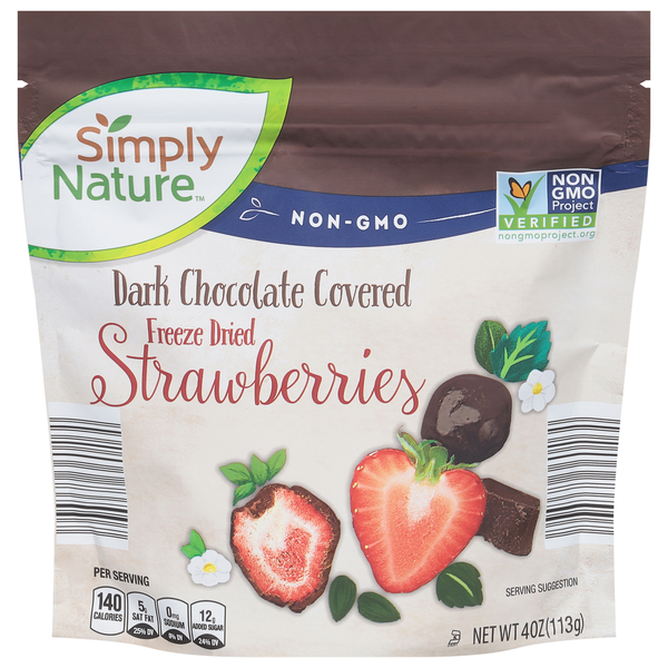 Simply Nature Dark Chocolate Covered Freeze Dried Strawberries 4 oz