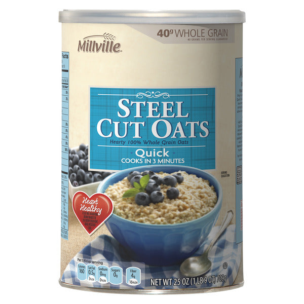 Millville Quick Cook Steel Cut Oats Canister 25 oz