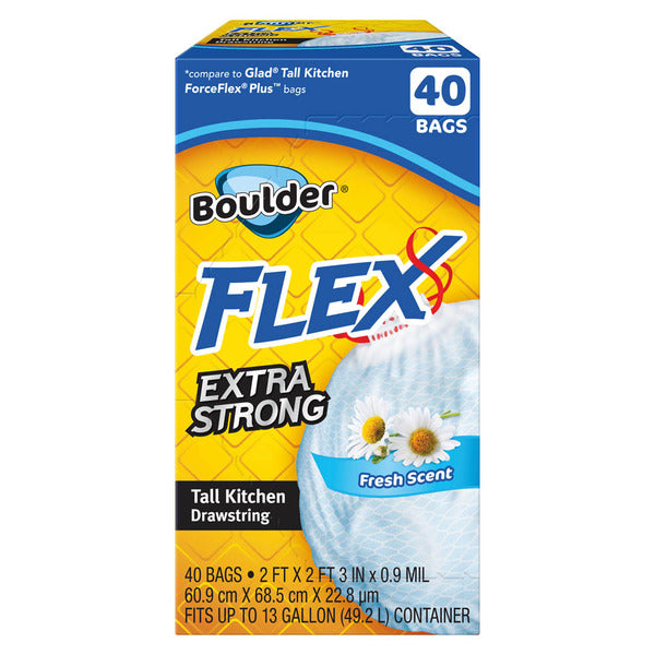 Boulder Extra Strong Fresh Scent Tall Kitchen Drawstring Bags - 40 Bags 40 ct