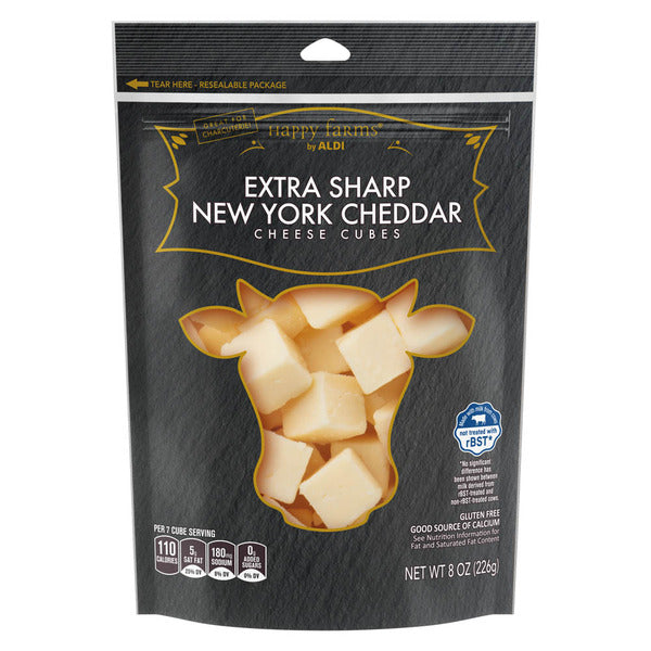 Happy Farms Extra Sharp New York Cheddar Cheese Cubes 8 oz
