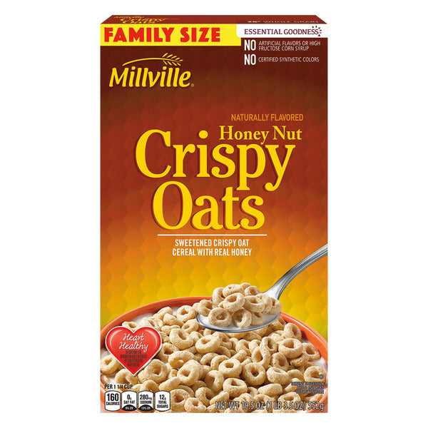 Millville Family Size Honey Nut Crispy Oats 19.5 oz