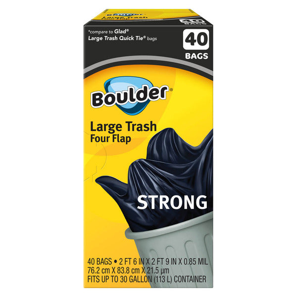Boulder Large Trash Four Flap Bags - 40 Count 40 ct